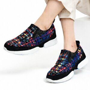 MSGM Black Blue Multicolor Tweed  Slip-On Extra Light Trainers Size 36 (US 6)